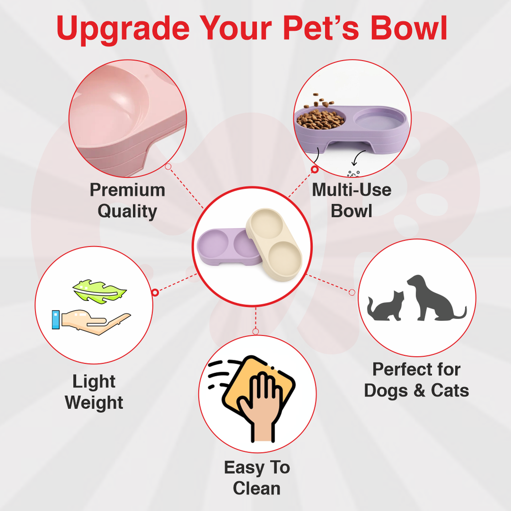 Premium 2-in-1 Integrated Pet Double Feeder Bowl | Lightweight Dual Food and Water Bowl for Cats and Dogs | Durable Non-Slip Feeding Bowl