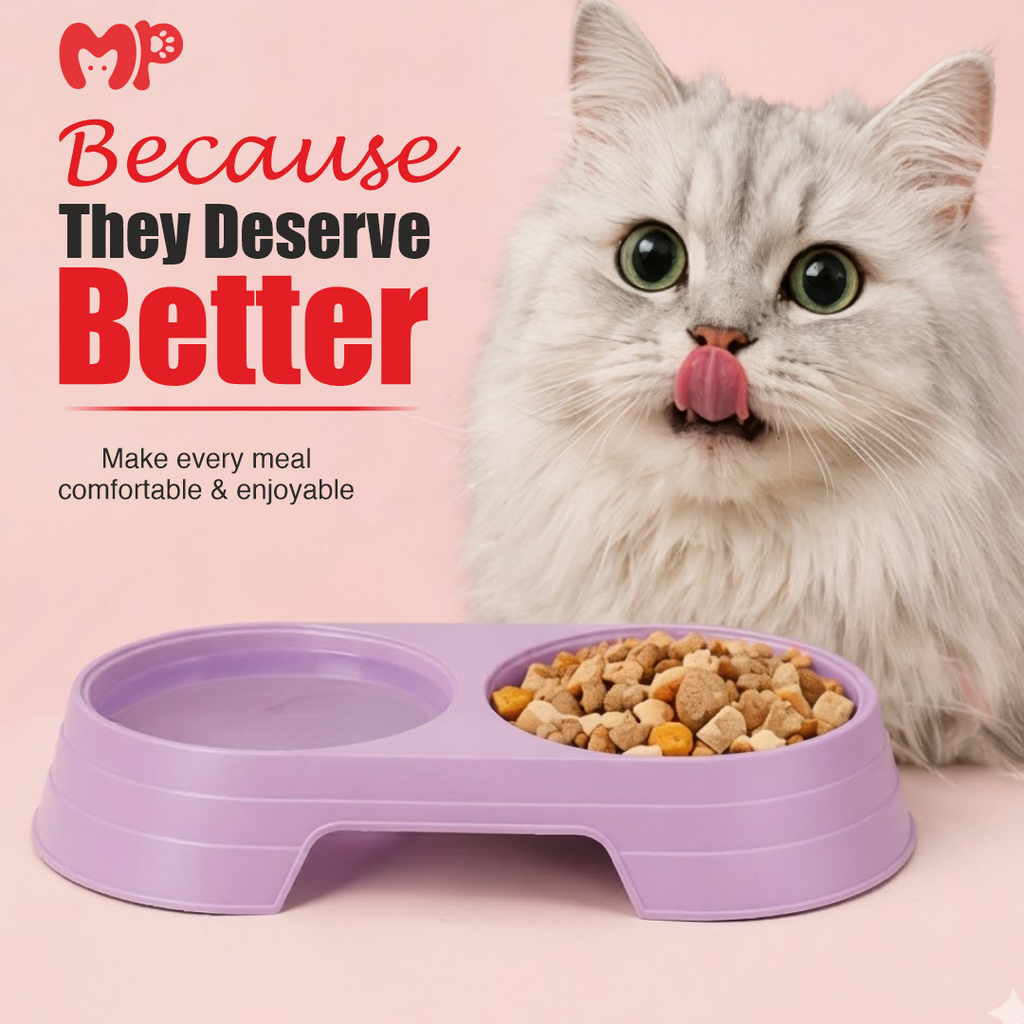 Premium 2-in-1 Integrated Pet Double Feeder Bowl | Lightweight Dual Food and Water Bowl for Cats and Dogs | Durable Non-Slip Feeding Bowl