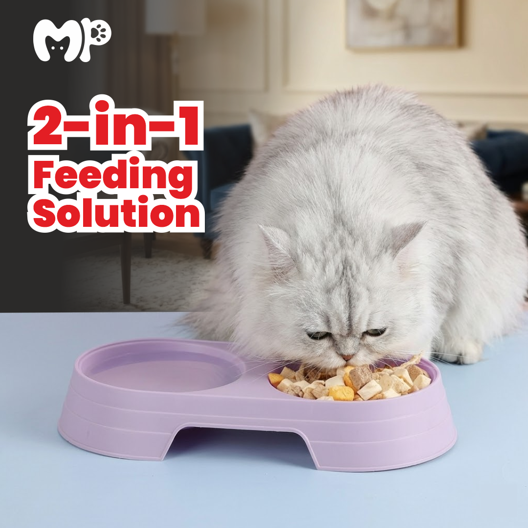 Premium 2-in-1 Integrated Pet Double Feeder Bowl | Lightweight Dual Food and Water Bowl for Cats and Dogs | Durable Non-Slip Feeding Bowl
