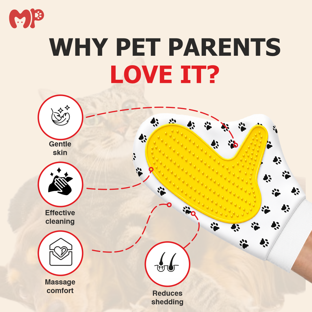 Premium Pet Grooming Glove with Silicone Bristles | for Dogs and Cats