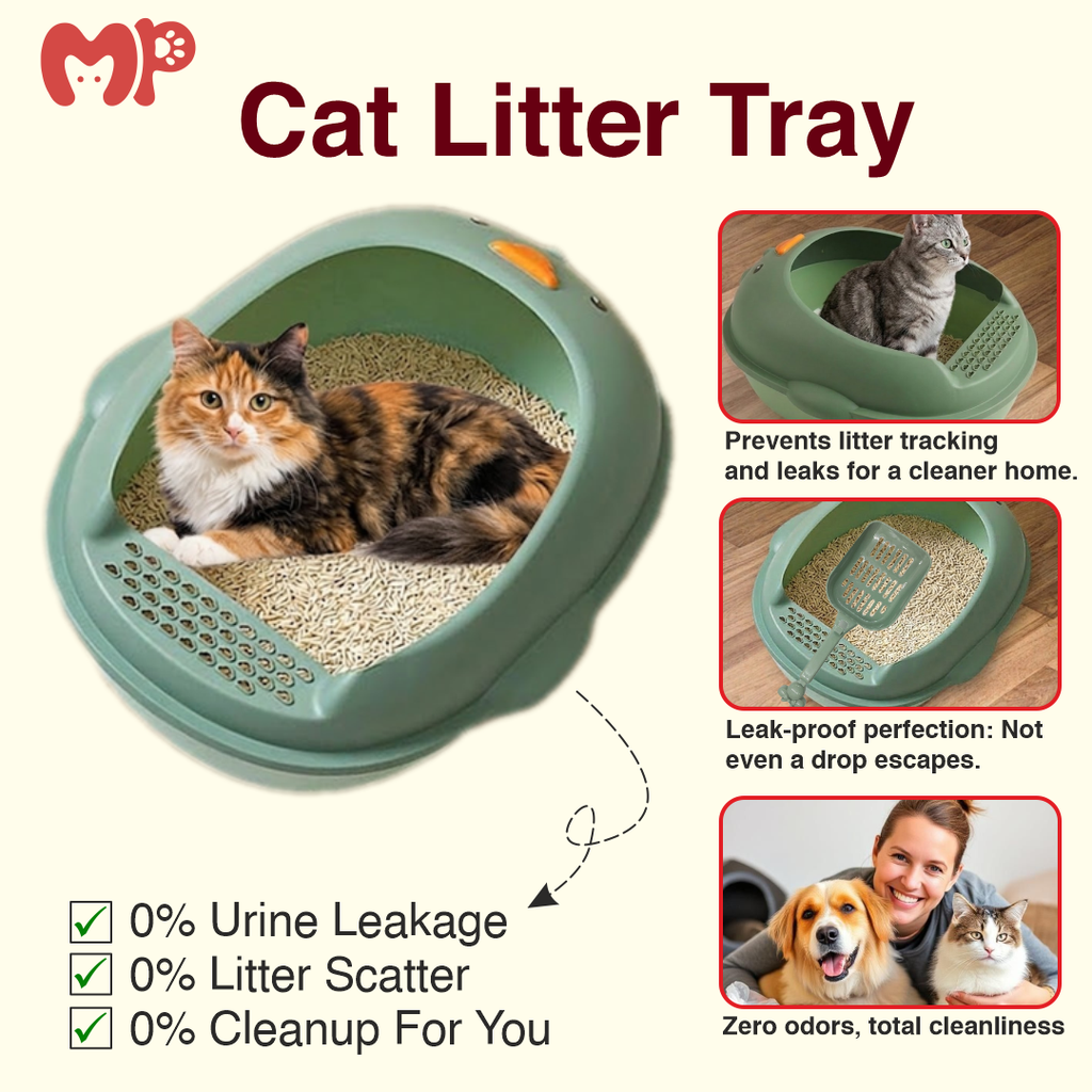 Cute and Adorable Duck-Shaped Semi-Enclosed Cat Litter Tray | Comes with a Matching Scooper | Anti-Tracking Open-Top Design | High Splash Guards | Non-Slip Base
