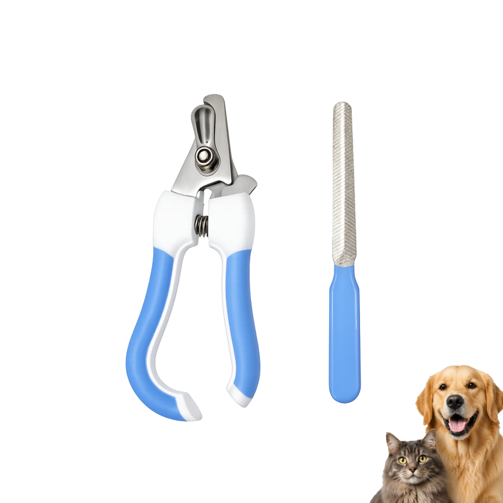 Pet Nail Clipper with Safety Guard | Anti-Slip Handle | Precision Guard | Safety Lock | Includes Nail File | Painless Sharp Claw Trimmer & Grooming Kit