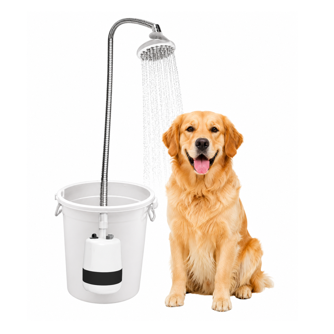 Portable Pet Shower with Rechargeable Battery – Multi-Functional Submersible Water Pump | Flexible 1.5M Stainless Steel Hose | Massage Shower Head for Stress-Free Dog | Cat Baths