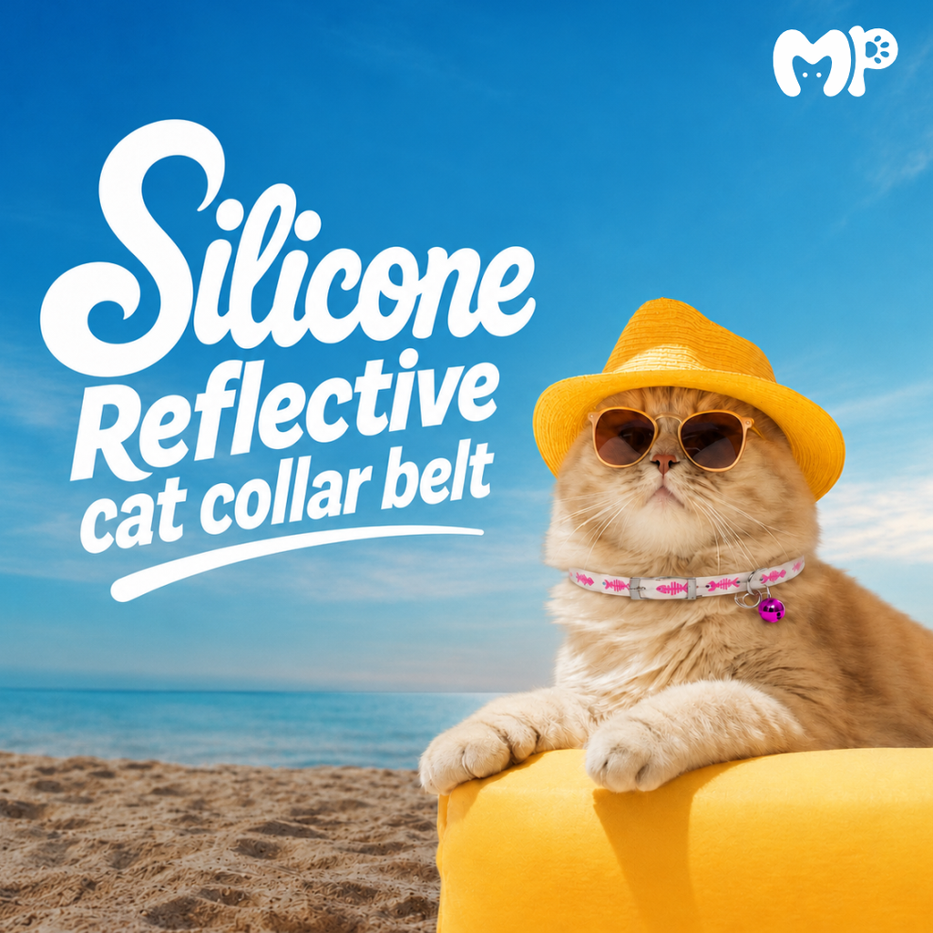 Reflective Silicone Cat Collar with Bell | Adjustable Glow Pet Collar for Cats, Kittens & Small Pets (Random Design)