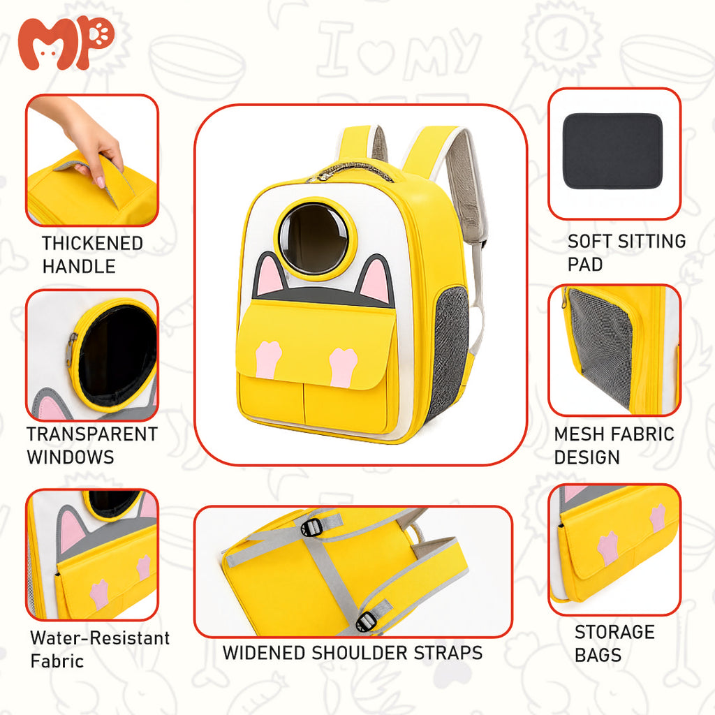 Premium Breathable Pet Carrier Backpack with Transparent Bubble Window | Comfort Dual-Strap Travel Bag for Cats and Small Dogs