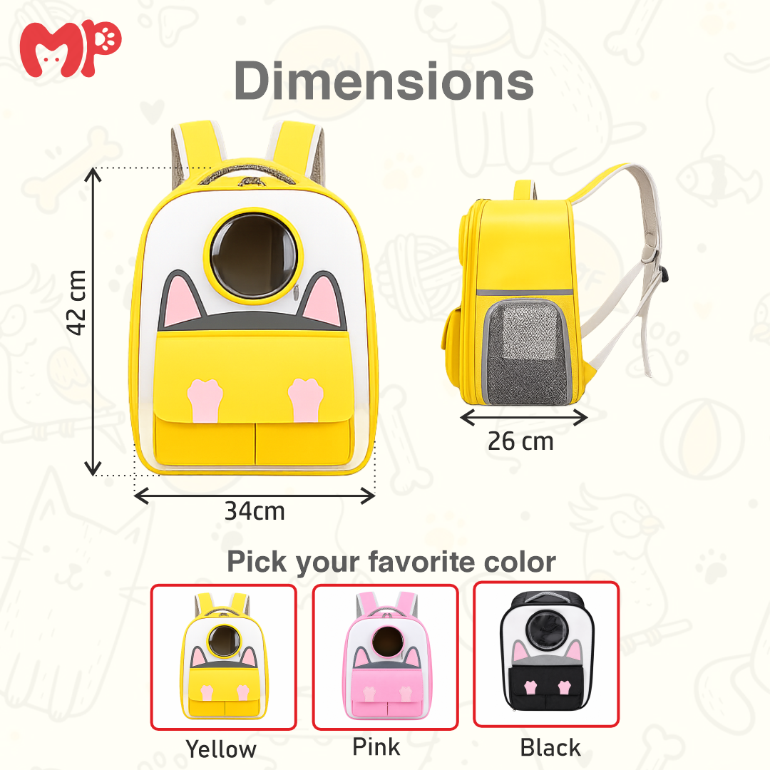 Premium Breathable Pet Carrier Backpack with Transparent Bubble Window | Comfort Dual-Strap Travel Bag for Cats and Small Dogs