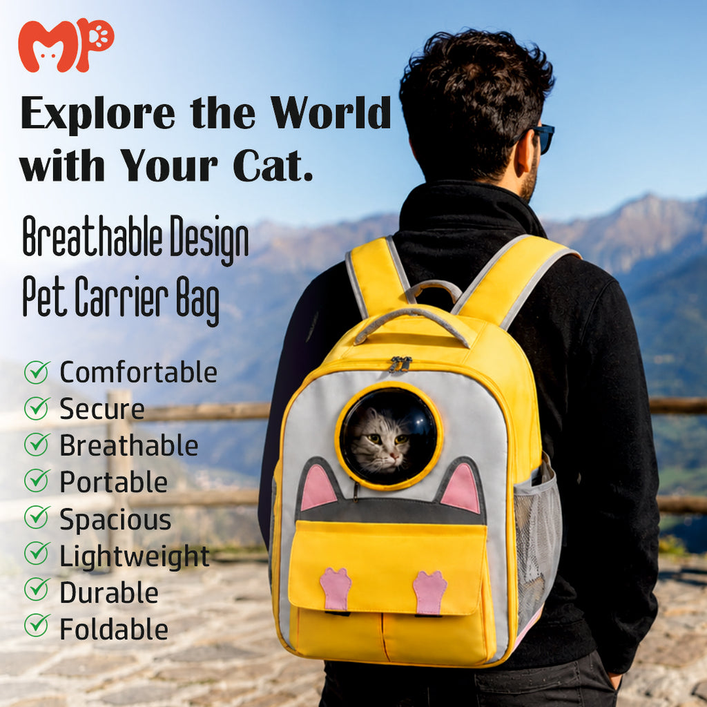 Premium Breathable Pet Carrier Backpack with Transparent Bubble Window | Comfort Dual-Strap Travel Bag for Cats and Small Dogs