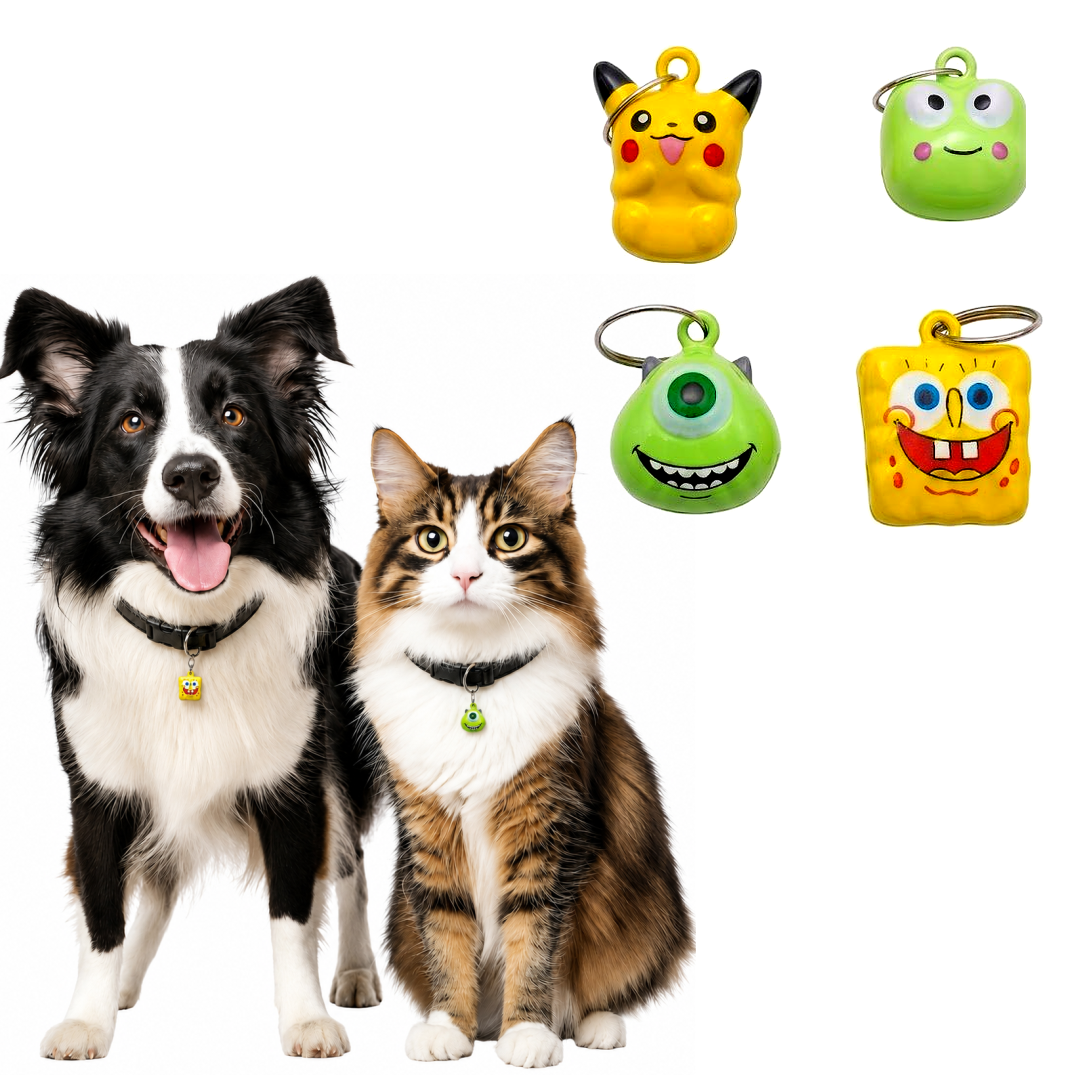 Cute Cartoon Pet Collar Bell Charm | Mystery Character Hanging Bell for Cats, Dogs & Small Pets (Random Design, 1 Piece)