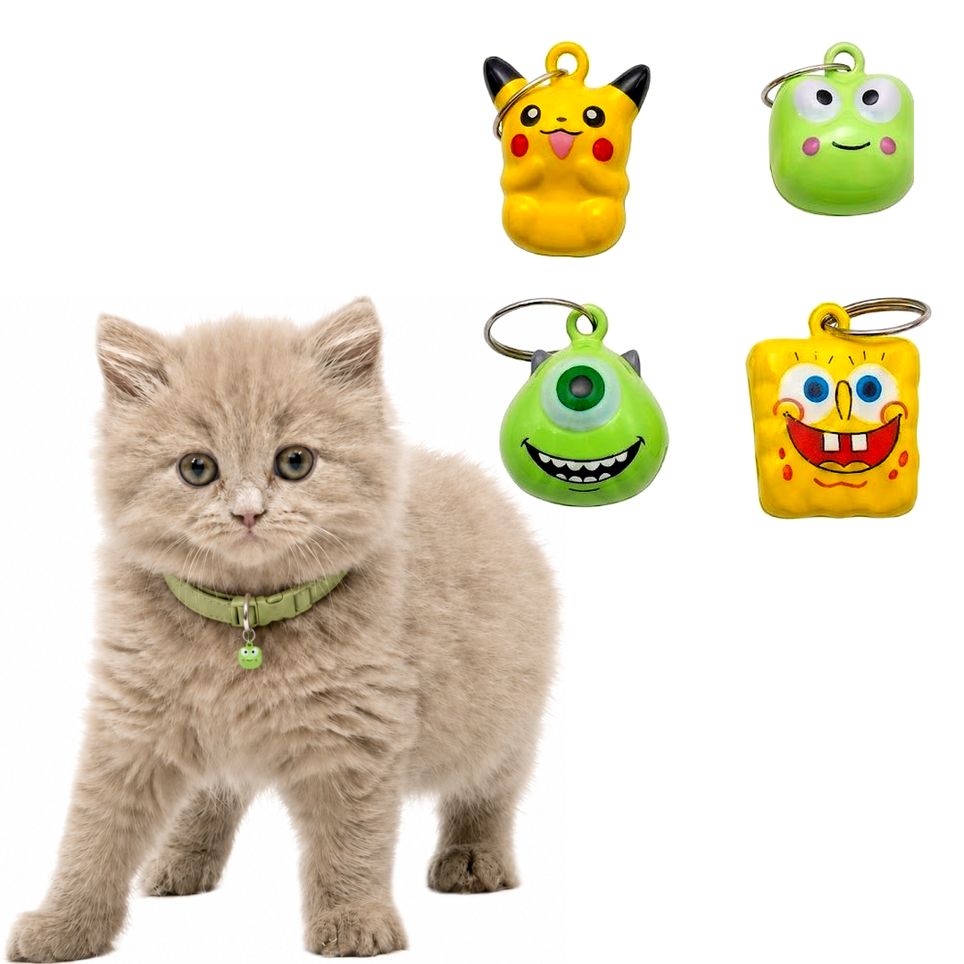 Cute Cartoon Pet Collar Bell Charm | Mystery Character Hanging Bell for Cats, Dogs & Small Pets (Random Design, 1 Piece)