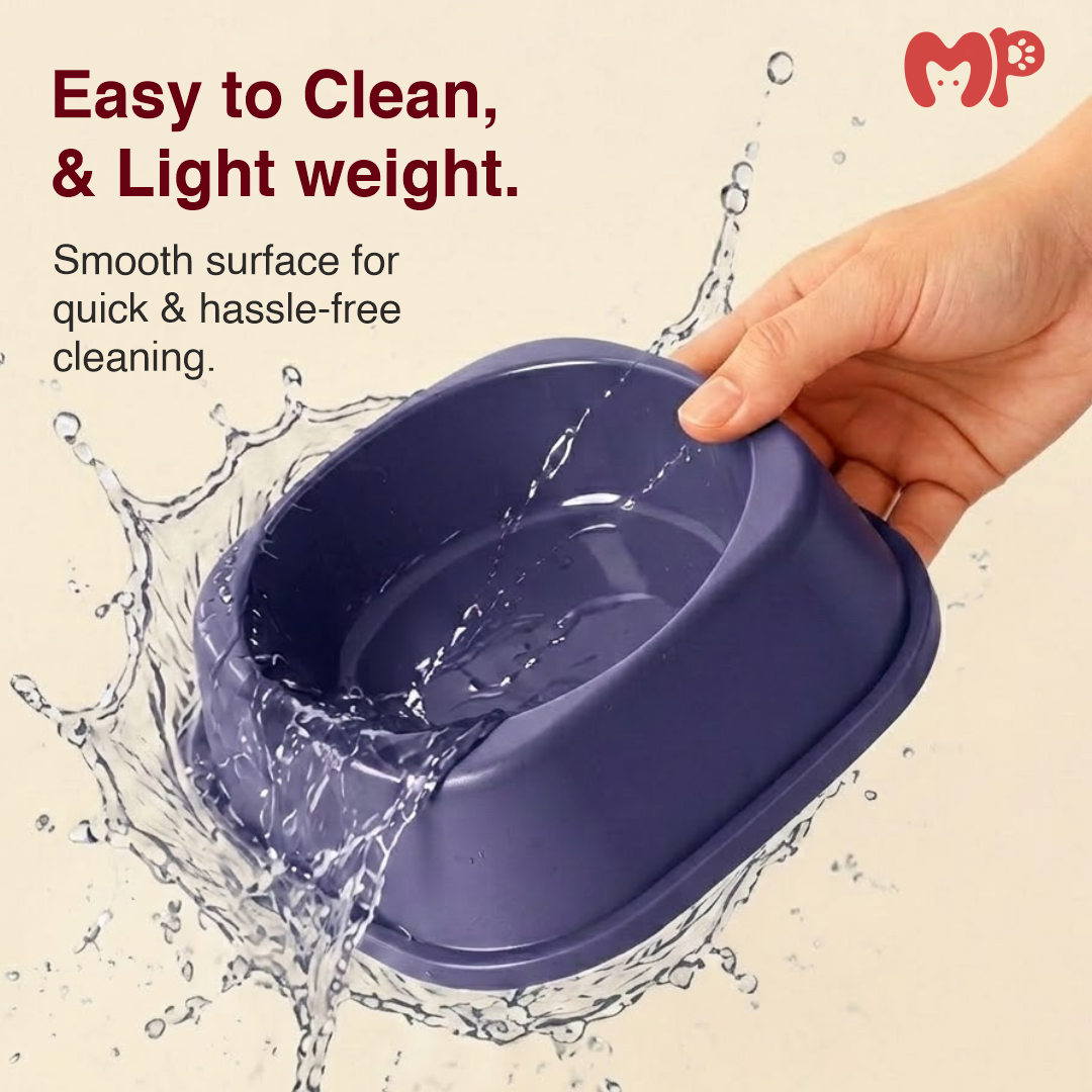 Plastic Square Pet Bowl | Lightweight | Safe and Non-Toxic | Easy to Clean | for Cats and Dogs (Small) | (Large)