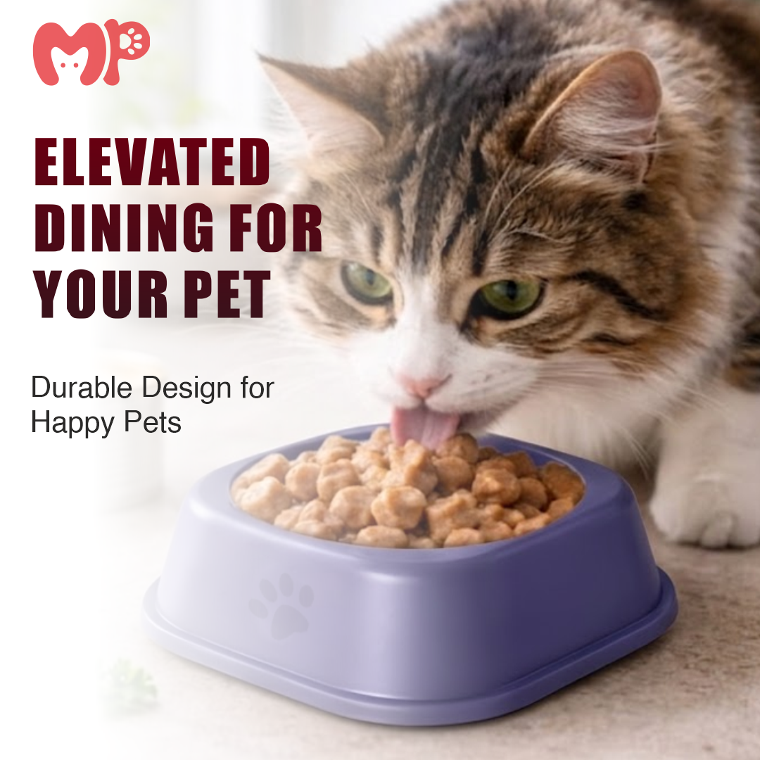 Plastic Square Pet Bowl | Lightweight | Safe and Non-Toxic | Easy to Clean | for Cats and Dogs (Small) | (Large)
