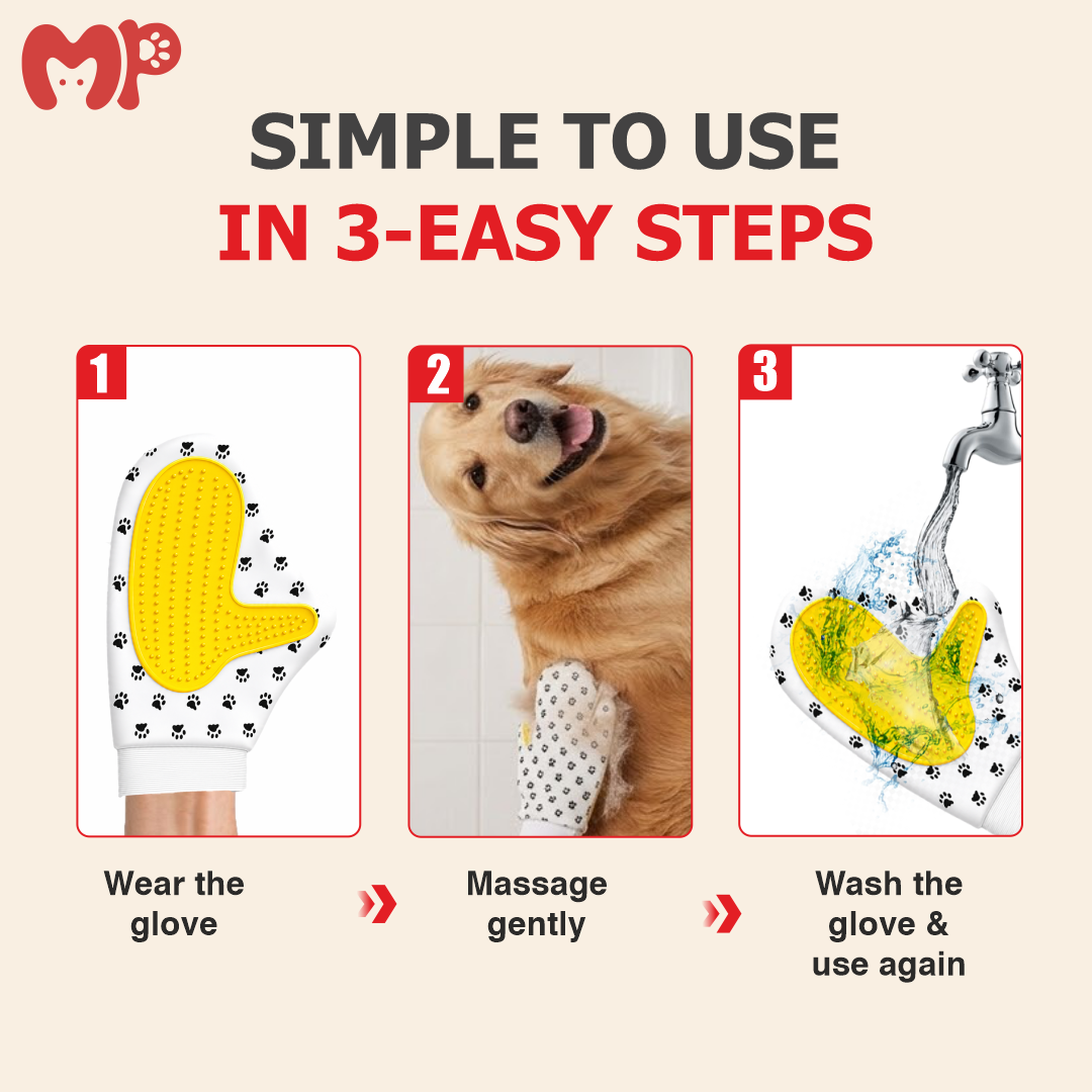 Premium Pet Grooming Glove with Silicone Bristles | for Dogs and Cats