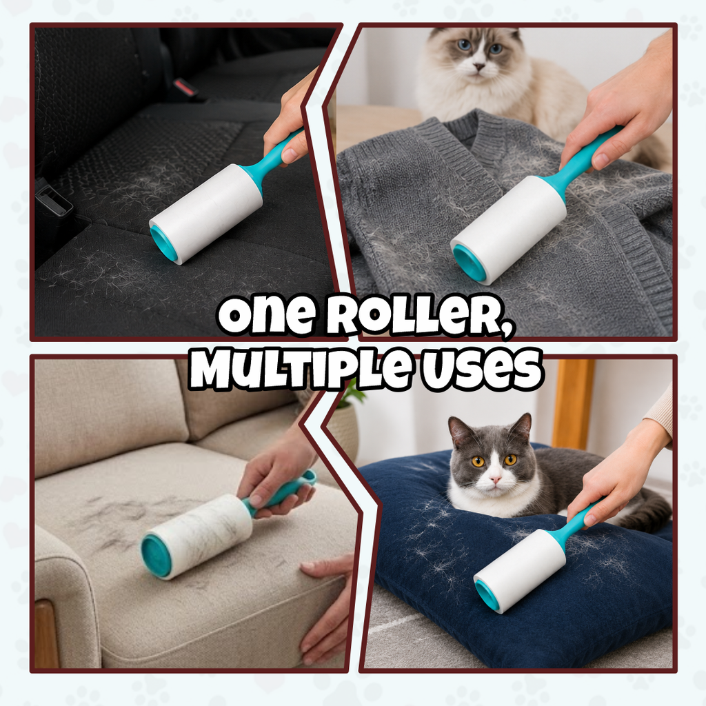 Premium Sticky Pet Hair & Lint Roller | 60 Easy-Tear Sheets (12M Total Length) | Ergonomic Wave Handle for Fast Cleaning of Dog Fur | Cat Hair | Dust from Clothes | Sofas | Beds | Car Seats