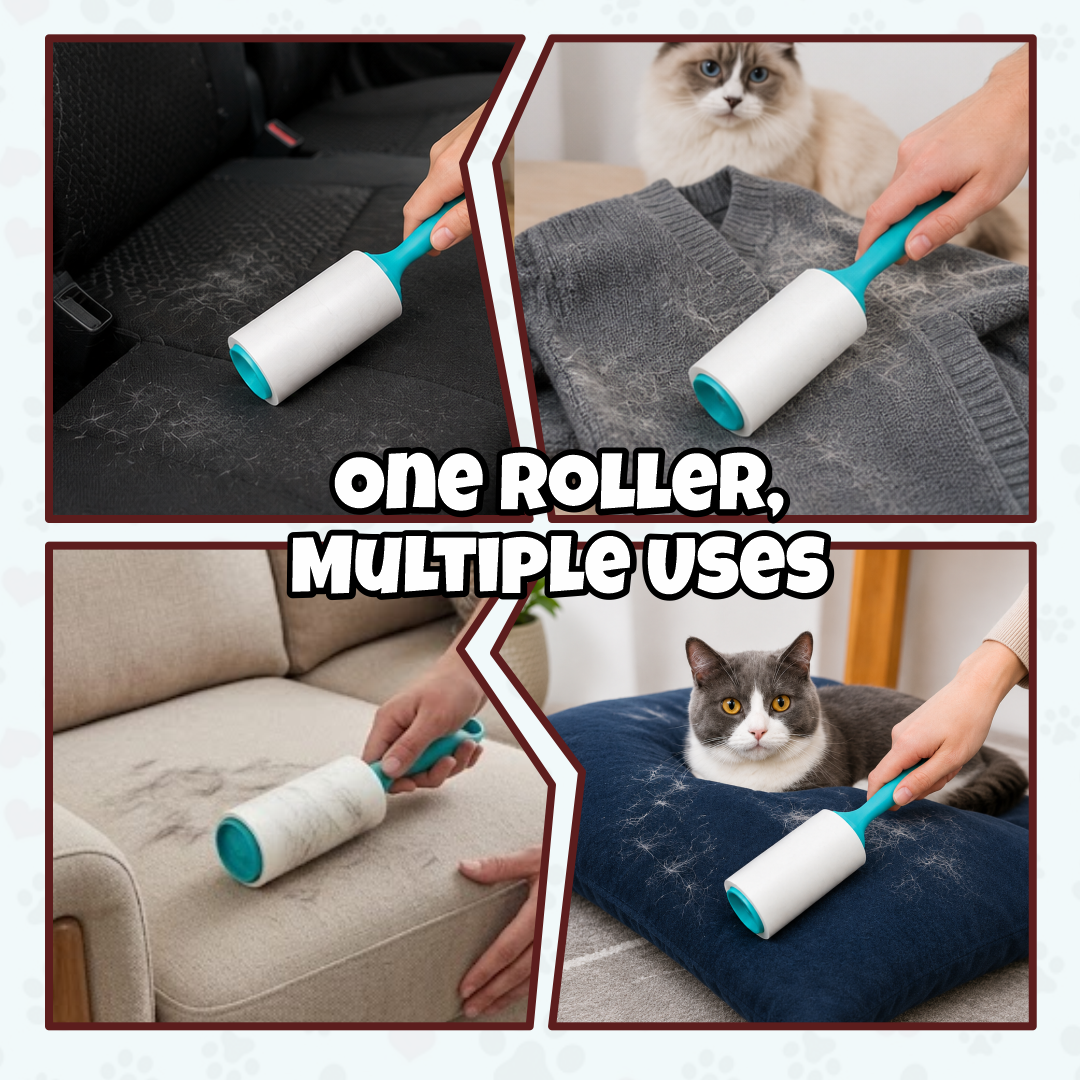 Premium Sticky Pet Hair & Lint Roller | 60 Easy-Tear Sheets (12M Total Length) | Ergonomic Wave Handle for Fast Cleaning of Dog Fur | Cat Hair | Dust from Clothes | Sofas | Beds | Car Seats