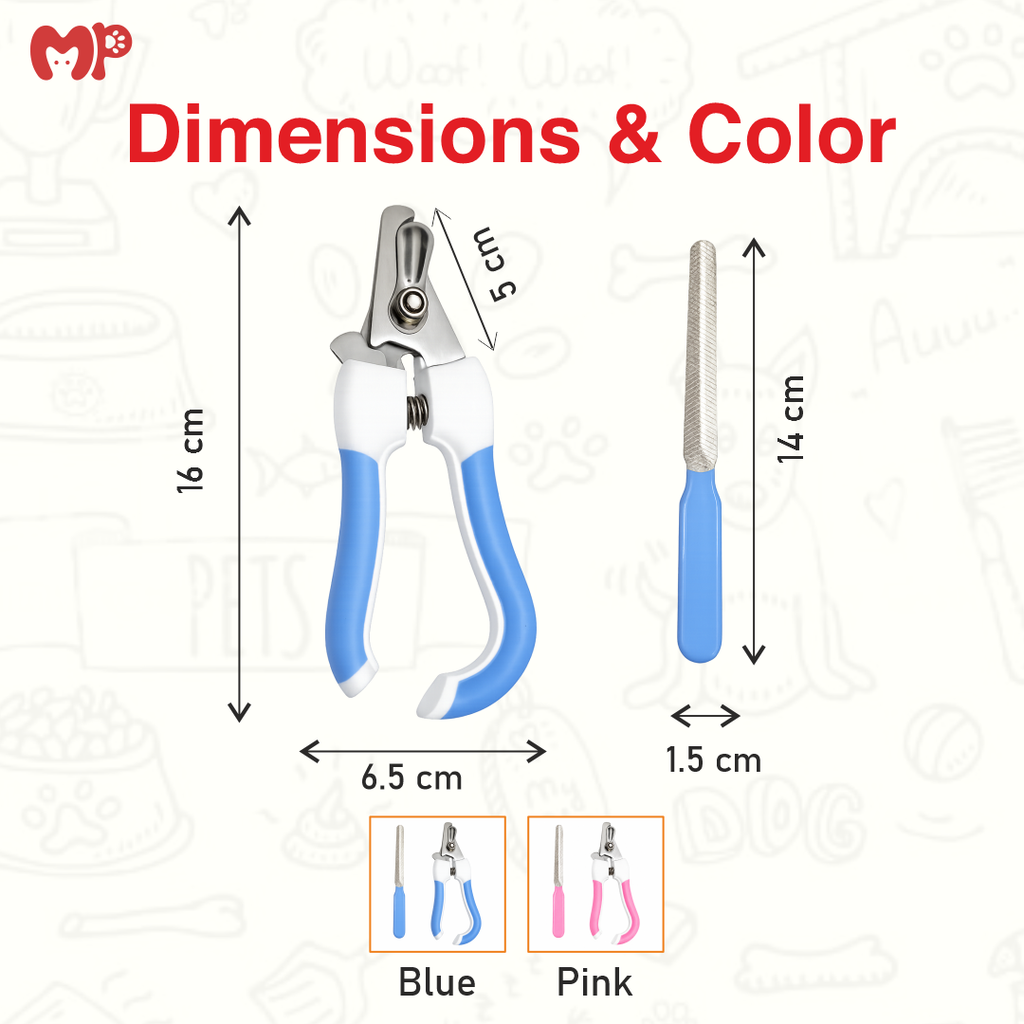 Pet Nail Clipper with Safety Guard | Anti-Slip Handle | Precision Guard | Safety Lock | Includes Nail File | Painless Sharp Claw Trimmer & Grooming Kit