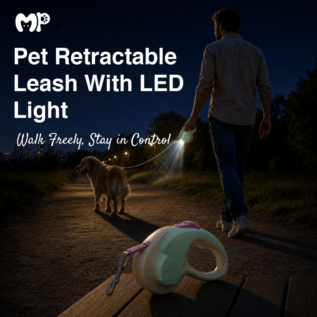 Premium Retractable Dog Leash with Built-in LED Night Light | Heavy Duty 3m | 5m Automatic Extending Pet Walking Leash for Small | Medium Dogs and Cats | Ergonomic Tangle-Free Traction Rope (Small) | (Medium)