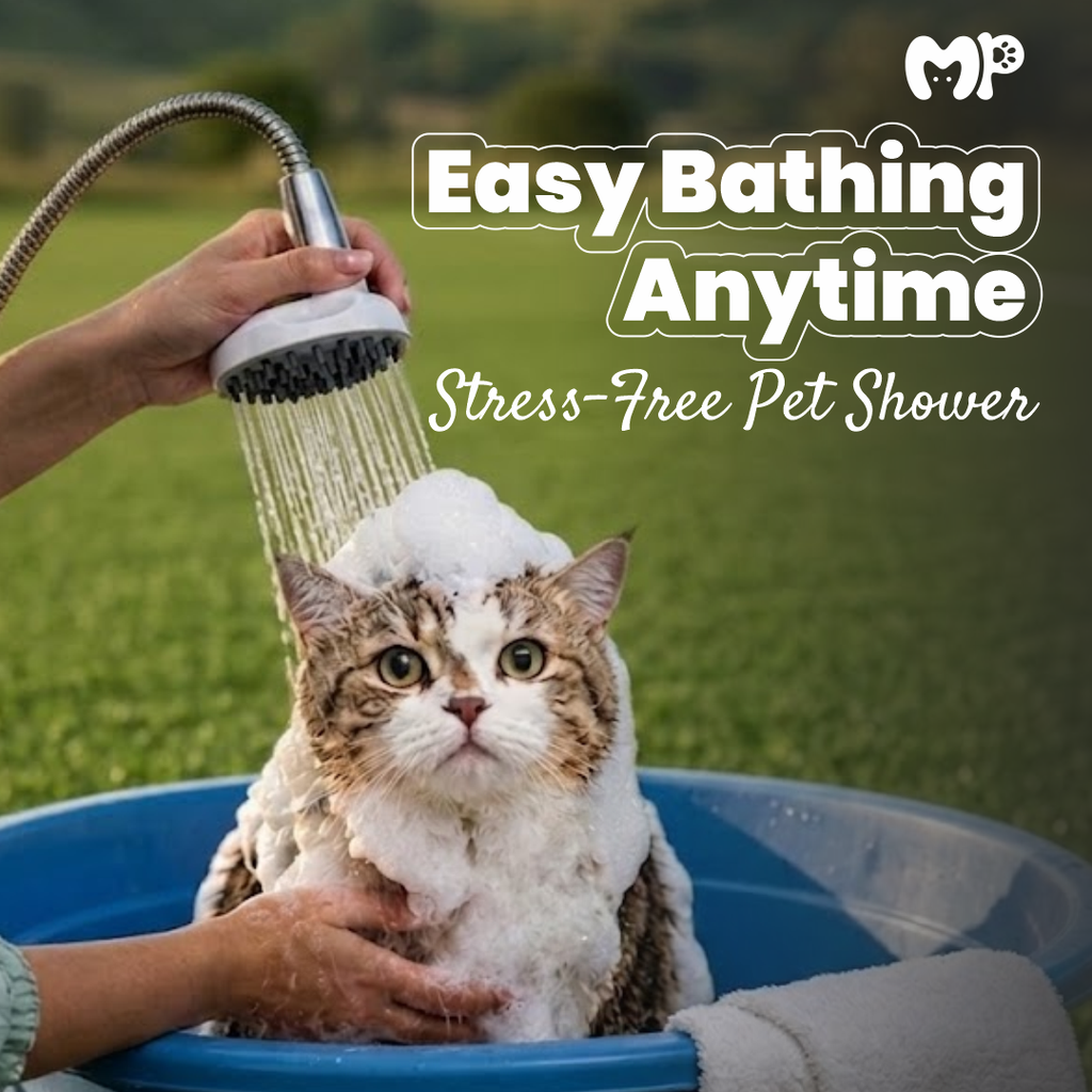 Portable Pet Shower with Rechargeable Battery – Multi-Functional Submersible Water Pump | Flexible 1.5M Stainless Steel Hose | Massage Shower Head for Stress-Free Dog | Cat Baths