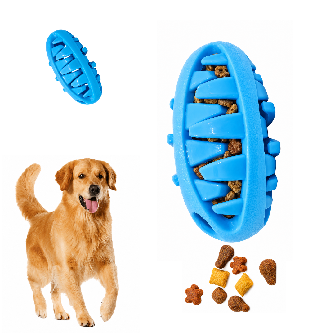 Premium Natural Rubber Rugby Dog Toy & Interactive Treat Dispenser | Durable Dental Chew Toy for Teething Puppies | Aggressive Chewers | Washable | Bite-Resistant Boredom Buster