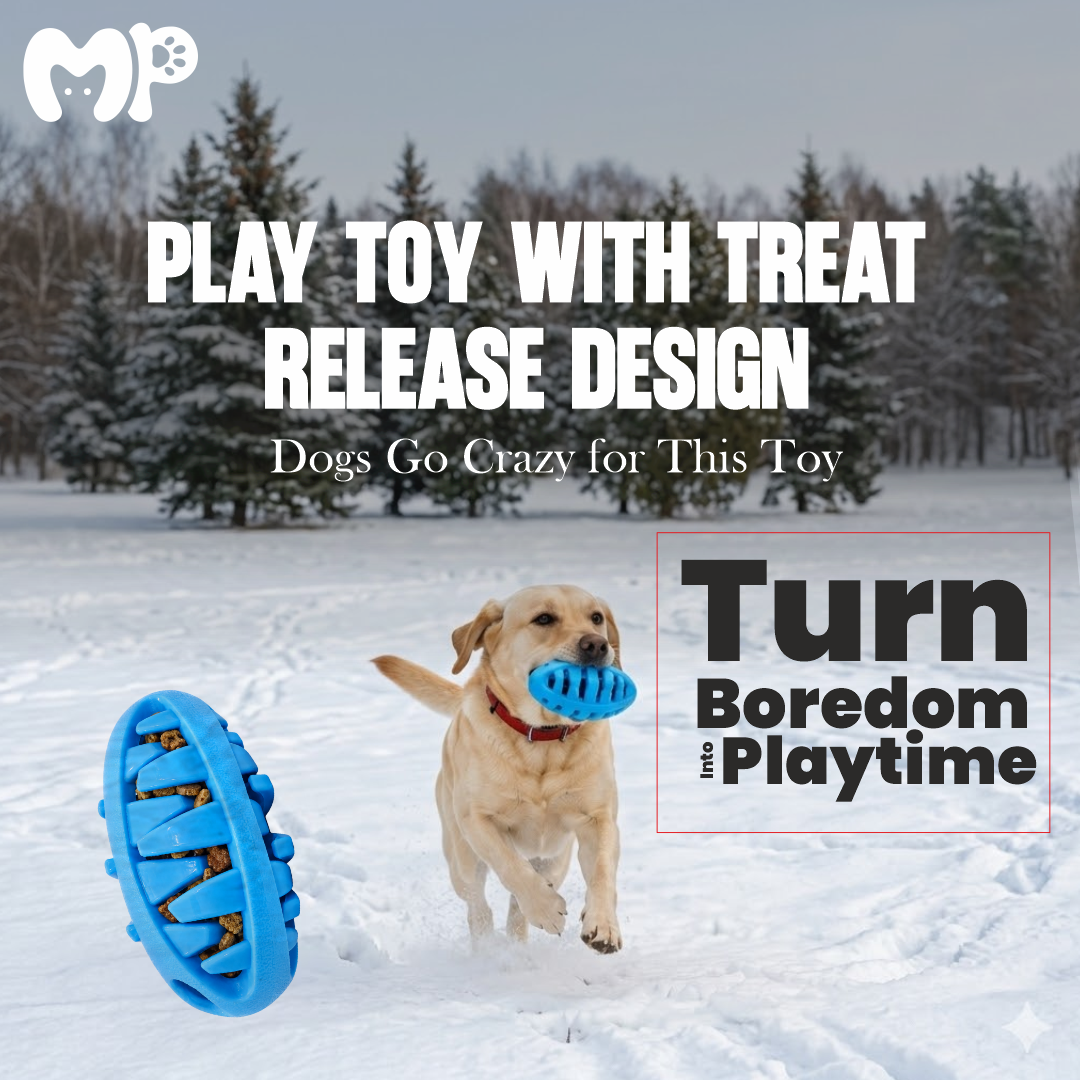 Premium Natural Rubber Rugby Dog Toy & Interactive Treat Dispenser | Durable Dental Chew Toy for Teething Puppies | Aggressive Chewers | Washable | Bite-Resistant Boredom Buster
