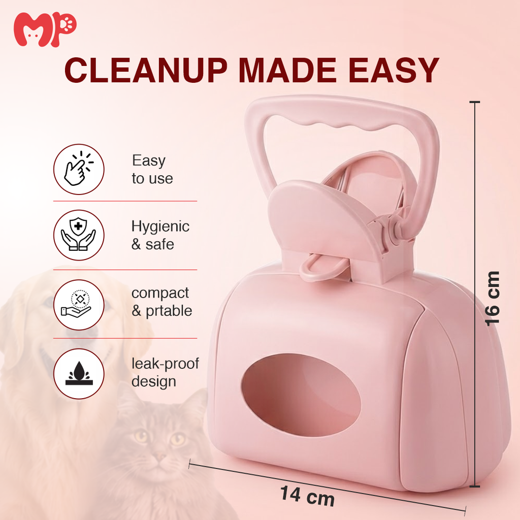Premium Portable Pet Pooper Scooper with Integrated Bag Dispenser – Lightweight | Durable Waste Pickup Tool for Dogs & Cats | Easy One-Handed Use | Hygienic Outdoor Cleanup | Travel-Friendly Design