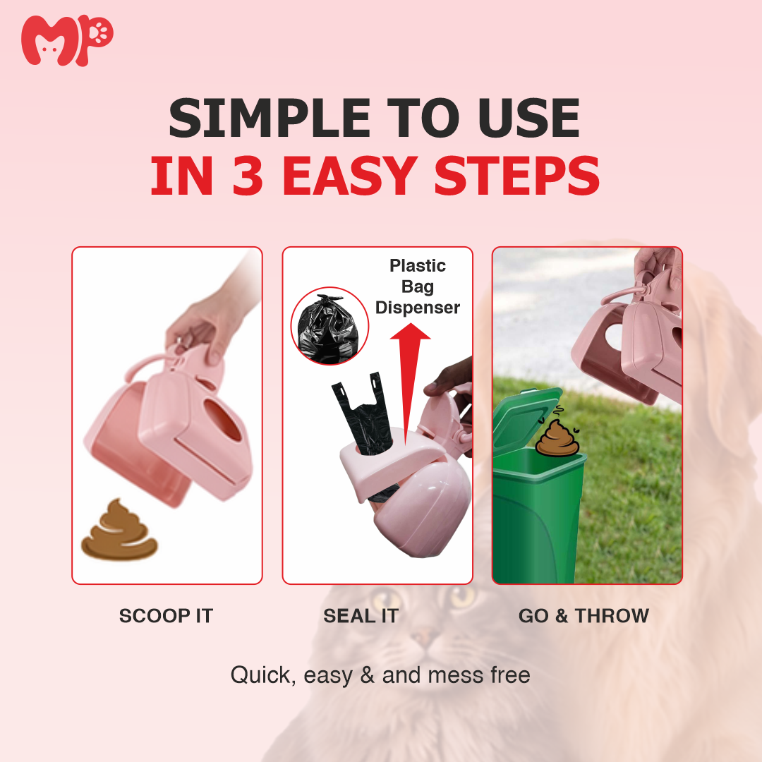 Premium Portable Pet Pooper Scooper with Integrated Bag Dispenser – Lightweight | Durable Waste Pickup Tool for Dogs & Cats | Easy One-Handed Use | Hygienic Outdoor Cleanup | Travel-Friendly Design