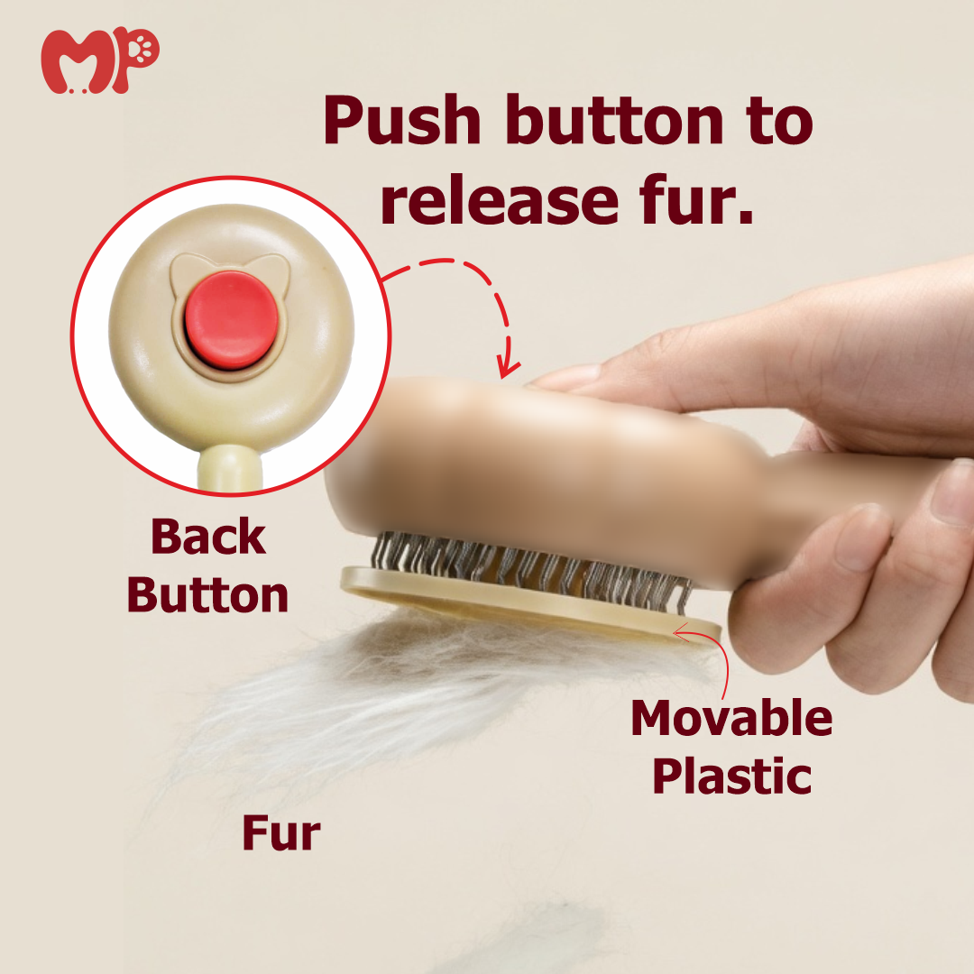 Self-Cleaning Pet Slicker Brush for Dogs & Cats – Round Fine Wire Bristles with Protective Massage Tips and One-Click Fur Release Button for Easy De-shedding | Detangling