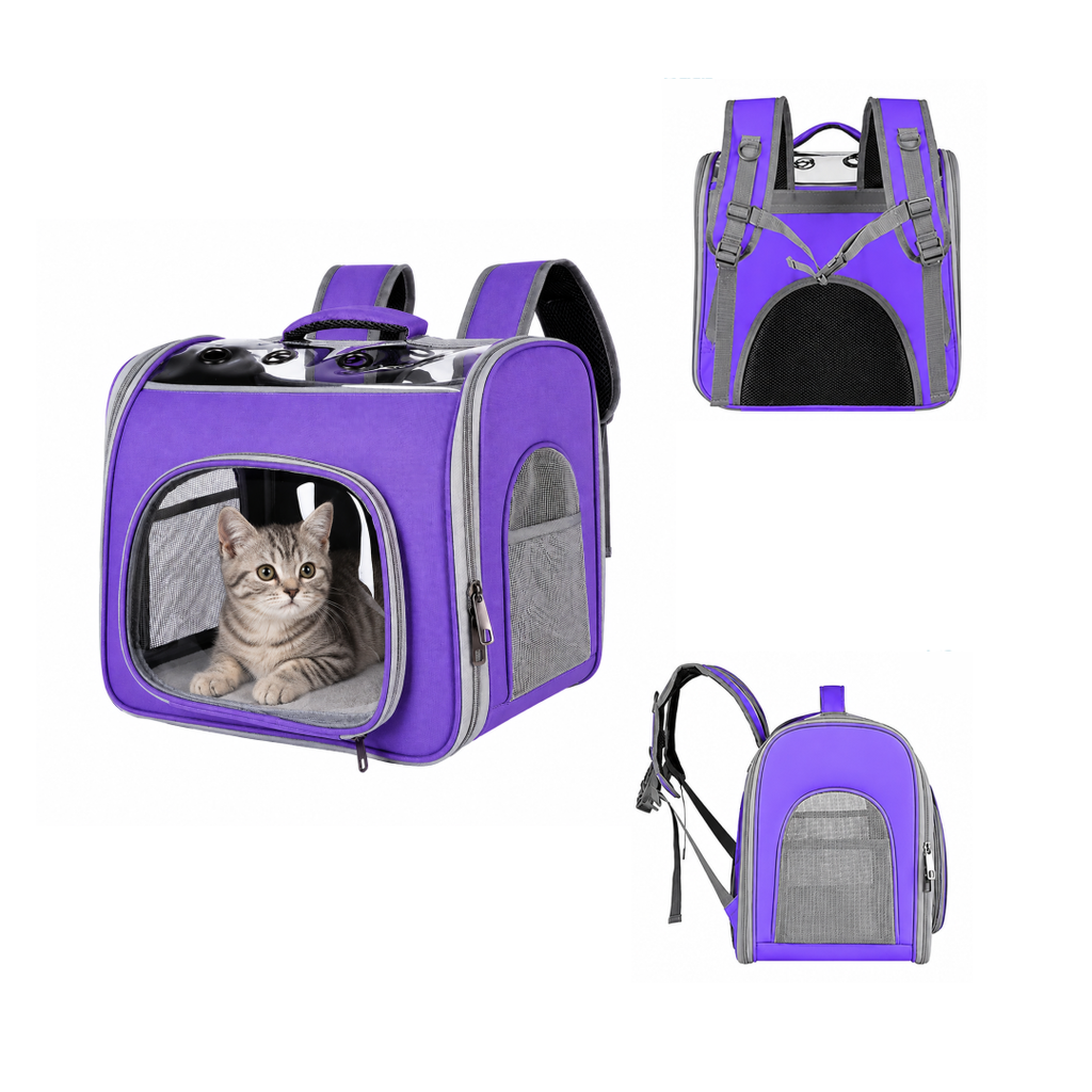Premium Foldable Pet Carrier Backpack with Panoramic View Window | Dual-Comfort Travel Bag with Removable Soft Pad for Cats & Small Dogs
