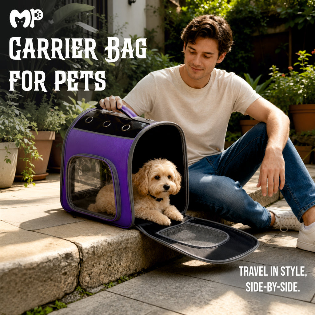 Premium Foldable Pet Carrier Backpack with Panoramic View Window | Dual-Comfort Travel Bag with Removable Soft Pad for Cats & Small Dogs