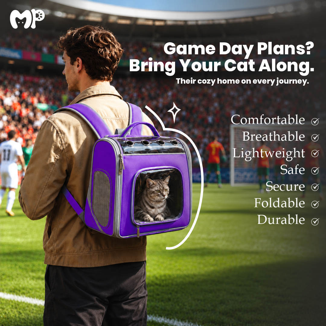 Premium Foldable Pet Carrier Backpack with Panoramic View Window | Dual-Comfort Travel Bag with Removable Soft Pad for Cats & Small Dogs