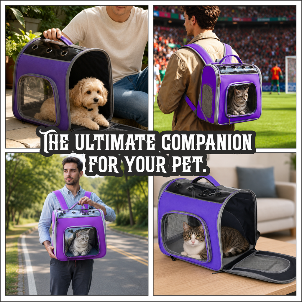 Premium Foldable Pet Carrier Backpack with Panoramic View Window | Dual-Comfort Travel Bag with Removable Soft Pad for Cats & Small Dogs