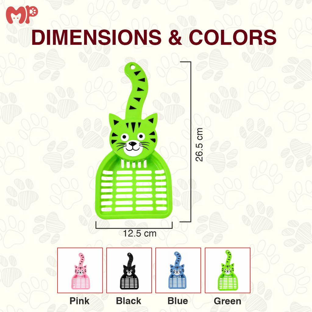 Premium Cute Cat-Faced Pet Litter Scooper | Durable Plastic Sifting Shovel with Long Tail Ergonomic Handle | Reusable, Washable Quick-Separation Sifter Cleaner for Cat & Dog Litter Boxes