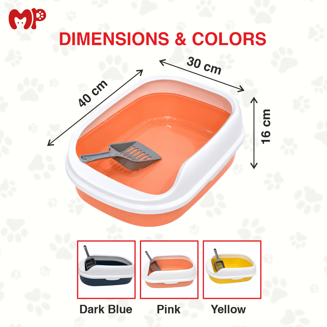 Premium Semi-Enclosed Cat Litter Box with Ergonomic Scoop | High Rim Anti-Splashing Plastic Cat Litter Tray | Leak-Proof | Easy-to-Clean | Odor Control Kitty Loo