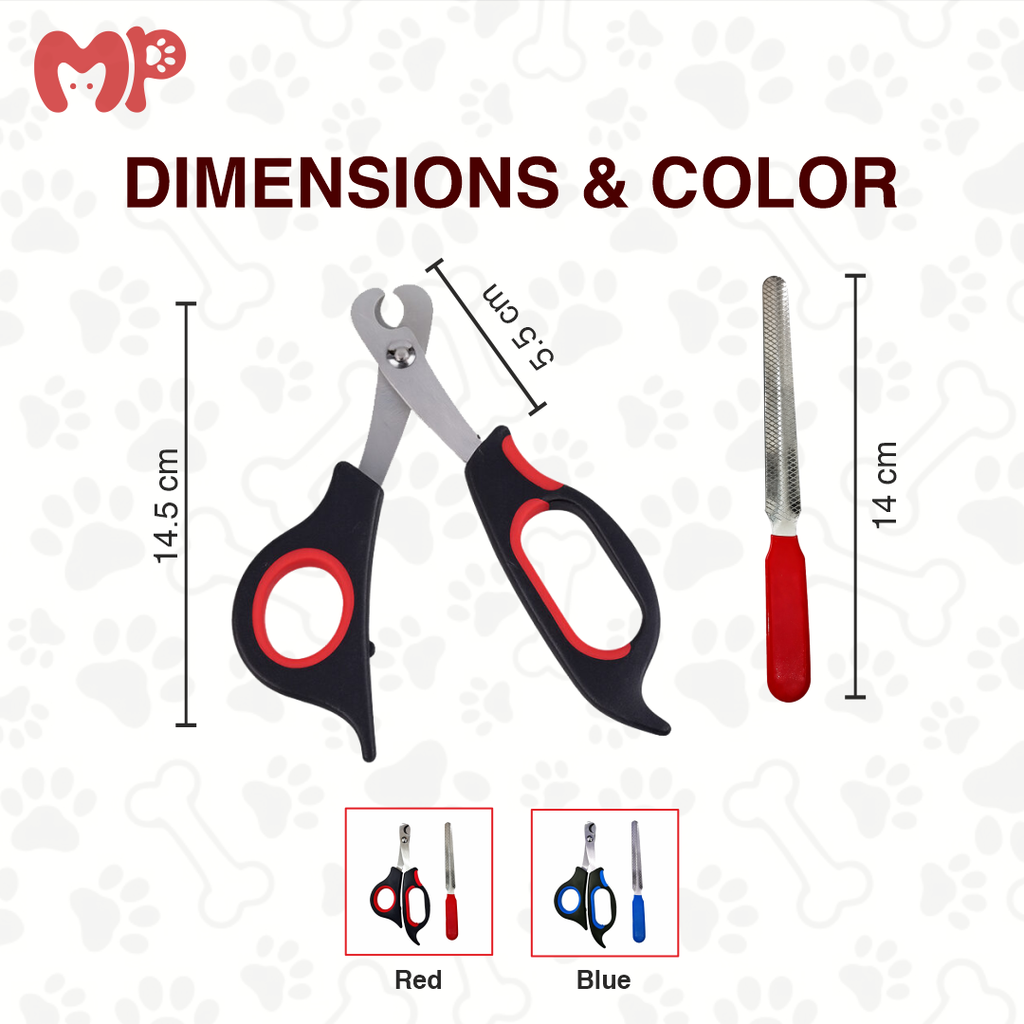 Professional Pet Nail Clippers and Nail File Grooming Kit | Stainless Steel Scissor-Style Claw Trimmer for Cats | Kittens | Small Dogs | Puppies