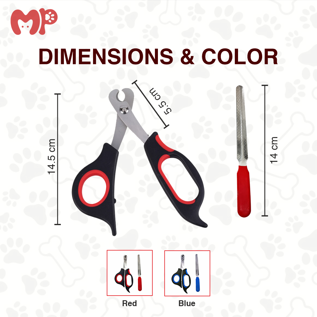 Professional Pet Nail Clippers and Nail File Grooming Kit | Stainless Steel Scissor-Style Claw Trimmer for Cats | Kittens | Small Dogs | Puppies