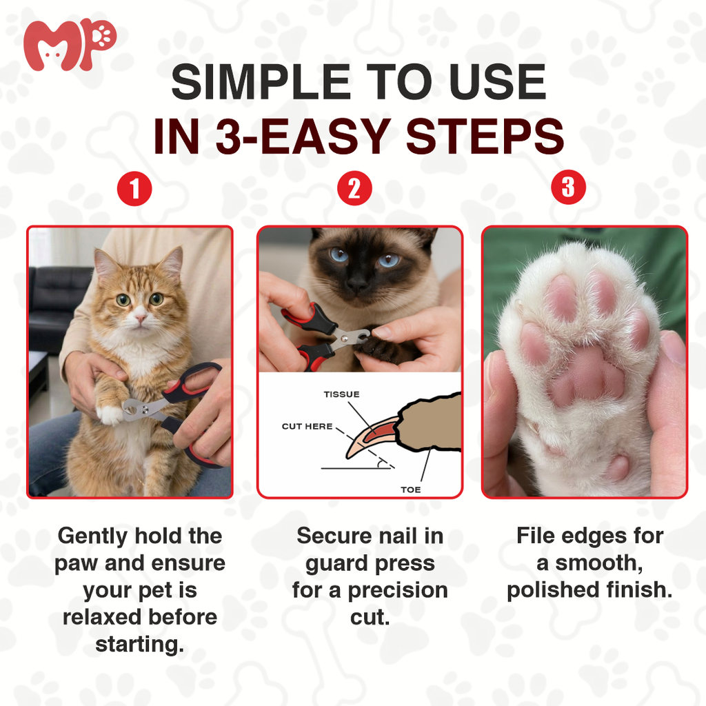 Professional Pet Nail Clippers and Nail File Grooming Kit | Stainless Steel Scissor-Style Claw Trimmer for Cats | Kittens | Small Dogs | Puppies