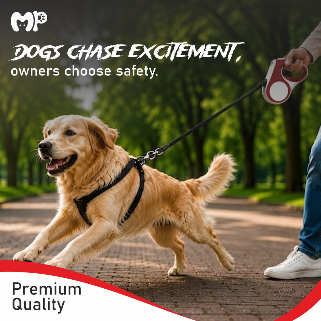 Premium 5m Retractable Dog Leash with Innovative Double Lock System | 16ft Heavy Duty Automatic Extending Pet Walking Leash for Medium & Large Dogs up to 30kg | 3-Gear Control with Double Lock