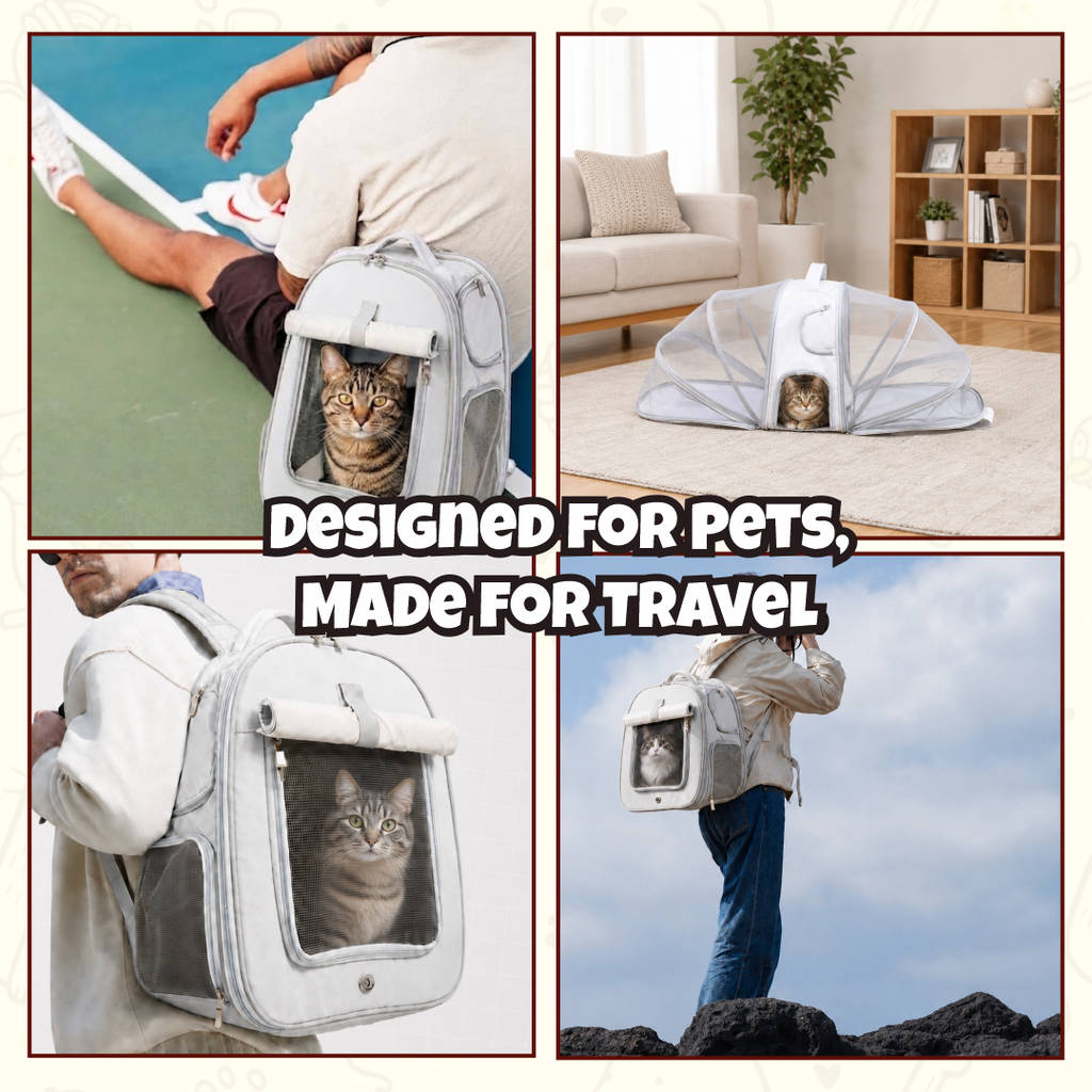 Premium 2-in-1 Expandable Pet Carrier Backpack with 180° Mesh Extension Tent | Dual-Comfort Travel Bag with Built-In Safety Leash for Cats & Small Dogs