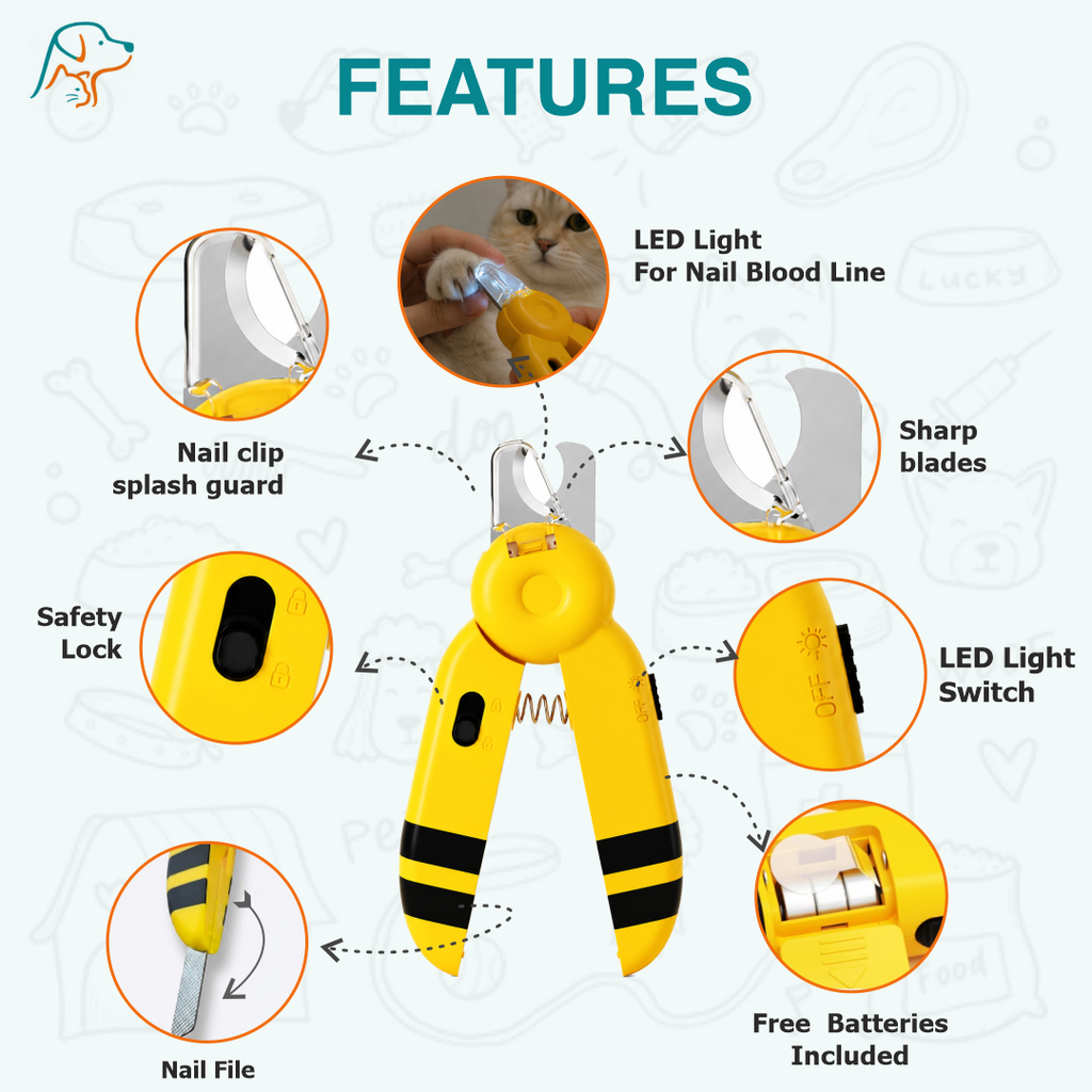 Professional Smart LED Pet Nail Clipper – Precision Claw Trimmer with Blood Line Illuminator | Splash Guard | Hidden Nail File for Dogs and Cats