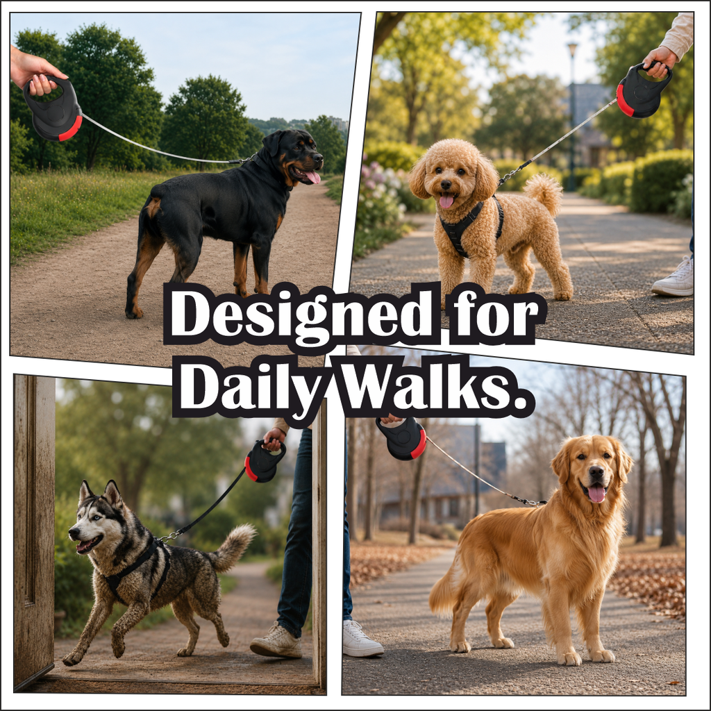 Premium Retractable Dog Leash with One-Touch Braking Mechanics | Dual-Action Spring Traction & Lock Extension Lead for Small to Medium Dogs (3-Meter)
