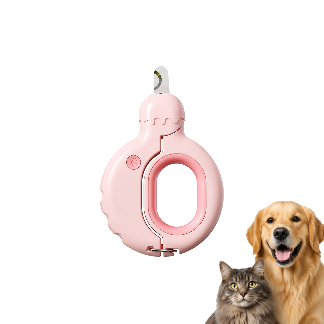 Premium Ergonomic Circular Pet Nail Clipper with Built-in LED Light | Sharp Stainless Steel Blades | Safety Lock | Spring Action Trimmer | Battery-Powered Safe Claw Clipper for Dogs and Cats