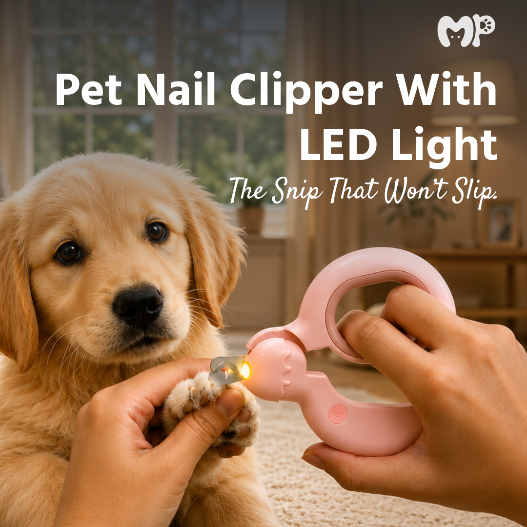 Premium Ergonomic Circular Pet Nail Clipper with Built-in LED Light | Sharp Stainless Steel Blades | Safety Lock | Spring Action Trimmer | Battery-Powered Safe Claw Clipper for Dogs and Cats