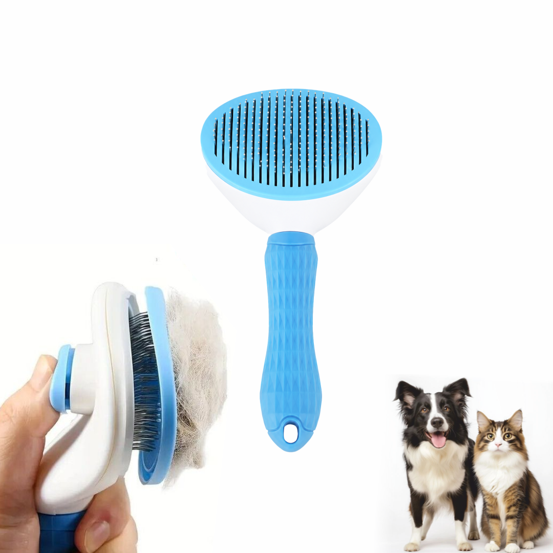 Premium Self-Cleaning Slicker Brush for Dogs and Cats | Professional Pet Grooming & De-shedding Tool with Massage Bristles and One-Click Fur Release Button | Available in Round and Square Shapes