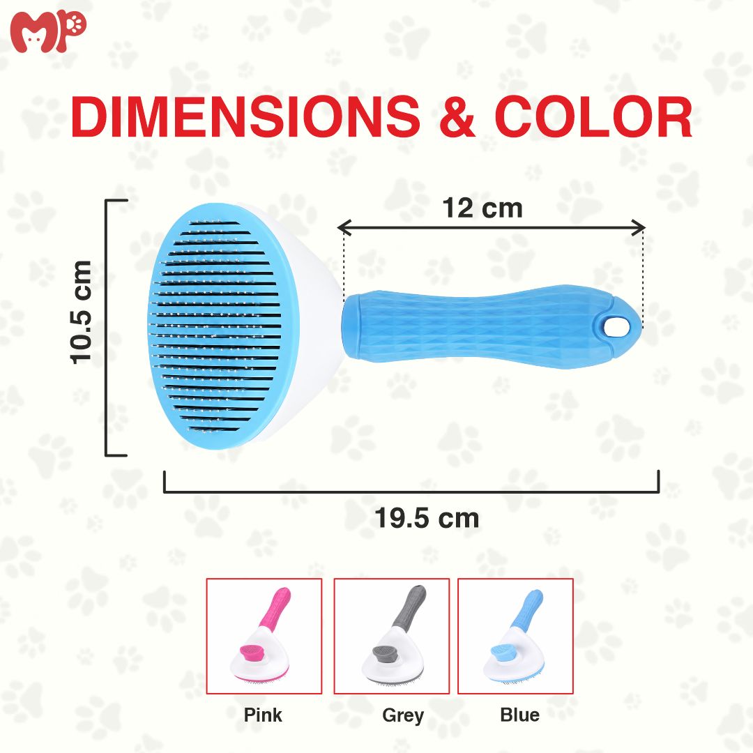 Premium Self-Cleaning Slicker Brush for Dogs and Cats | Professional Pet Grooming & De-shedding Tool with Massage Bristles and One-Click Fur Release Button | Available in Round and Square Shapes