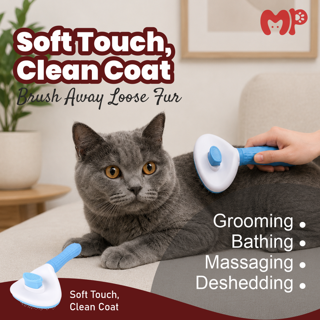 Premium Self-Cleaning Slicker Brush for Dogs and Cats | Professional Pet Grooming & De-shedding Tool with Massage Bristles and One-Click Fur Release Button | Available in Round and Square Shapes