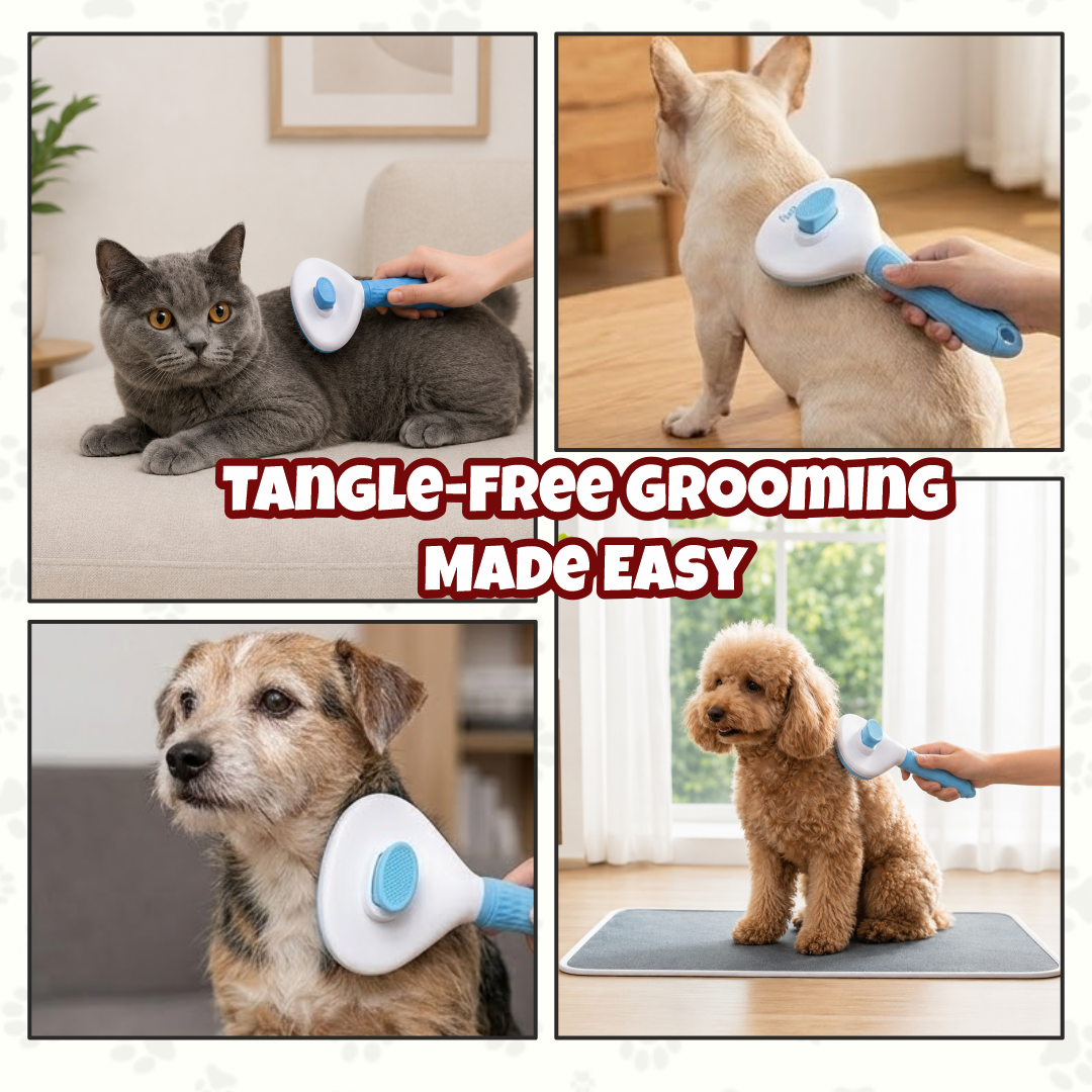 Premium Self-Cleaning Slicker Brush for Dogs and Cats | Professional Pet Grooming & De-shedding Tool with Massage Bristles and One-Click Fur Release Button | Available in Round and Square Shapes