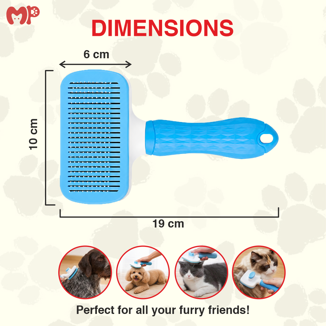 Premium Self-Cleaning Slicker Brush for Dogs and Cats | Professional Pet Grooming & De-shedding Tool with Massage Bristles and One-Click Fur Release Button | Available in Round and Square Shapes