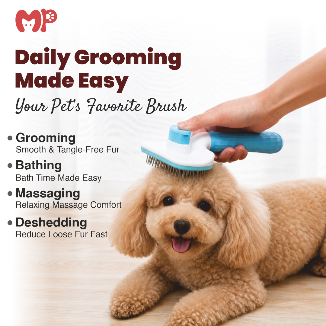 Premium Self-Cleaning Slicker Brush for Dogs and Cats | Professional Pet Grooming & De-shedding Tool with Massage Bristles and One-Click Fur Release Button | Available in Round and Square Shapes