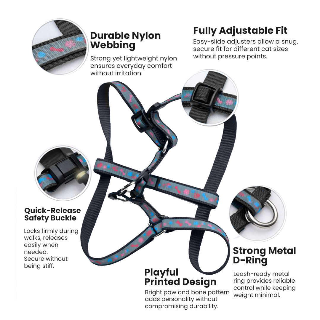 Reflective Harness Set 10mm - For Cats & Kittens