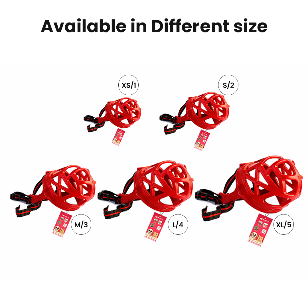 Muzzle For Dogs | Red Silicone | Anti Barking |Anti Chewing | Breathable