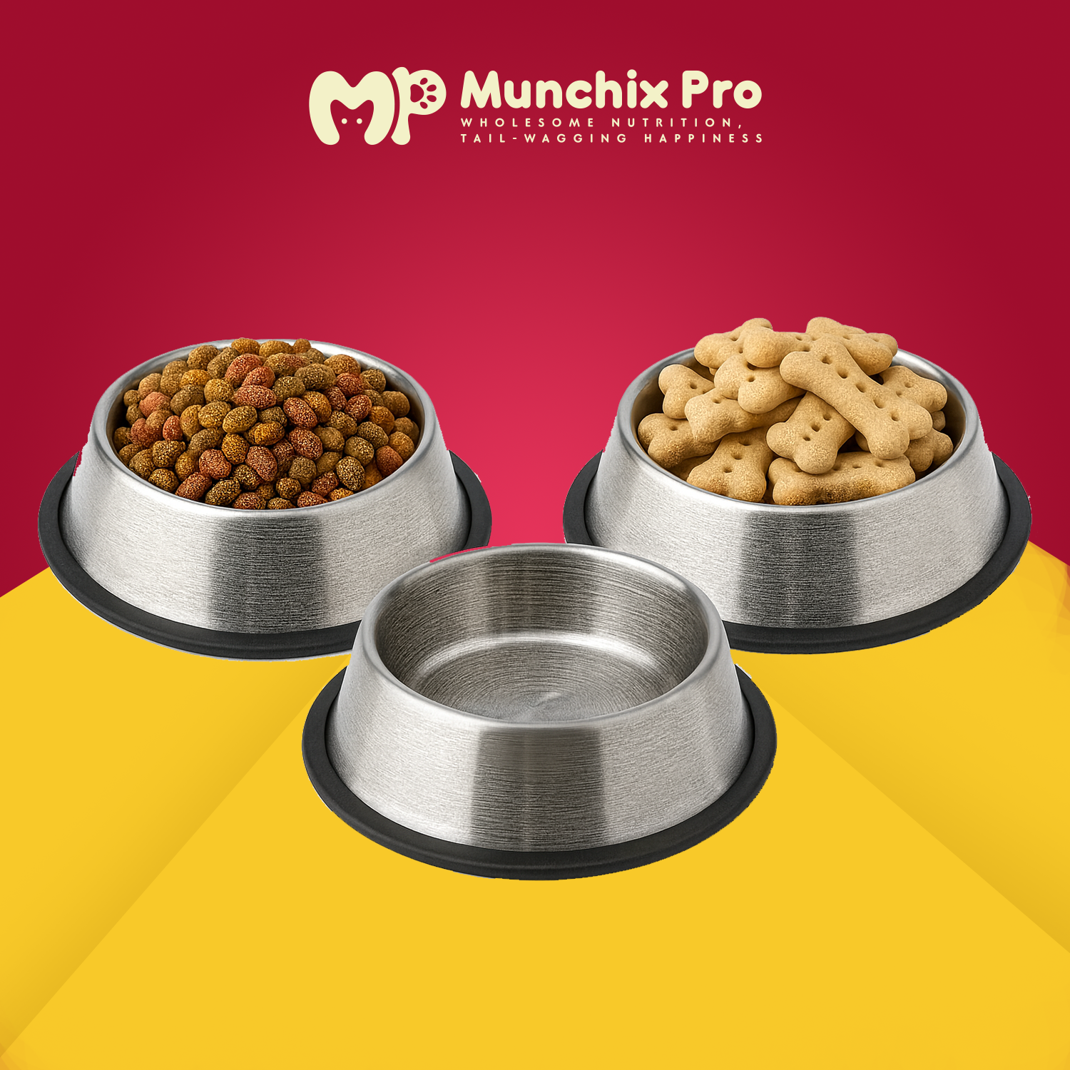 Pet Food Bowl - Cat and Dog Bowl Stainless Steel - Munchix Pro